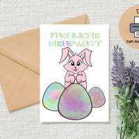 Lustige Osterkarte, Download, Osterkarte zum ausdrucken, Ostergrüße Karte, Postkarte Osterhase im Din A6 Format, Digital Bild 1