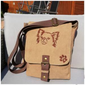 Tasche mit Motiv Chihuahua und Pfote bestickt Bild 1