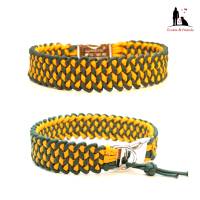 Hundehalsband geflochten aus Paracord. Stabil und langlebig. Auf Wunsch personalisiert mit Gravur. Muster: Knitted Bild 1