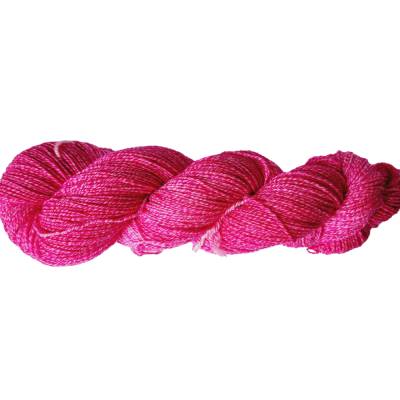 Handgefärbte Sommer-Sockenwolle, 4fach, mit Baumwolle, Farbe: Drachenfrucht Semisolid