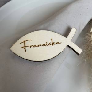 Namensschilder Fische Taufe, Kommunion, Konfirmation / Tischdekoration Tischkarten personalisiert mit Namen aus Holz Bild 3