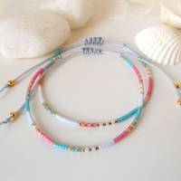 Set aus 2 Armbändern,  Miyuki Delica Glasperlen in sommerlichen Farben, kleine Geschenke für Frauen Freundin, verstellba Bild 2