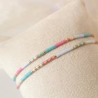 Set aus 2 Armbändern,  Miyuki Delica Glasperlen in sommerlichen Farben, kleine Geschenke für Frauen Freundin, verstellba Bild 3
