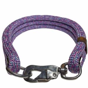 Hundeleine und Halsband Set, aus recyceltem Material rPET, verstellbare Leine, lila, pink, weiß, mit Edelstahl Karabiner Bild 7