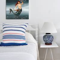 Leinwandbild Collage Meerjungfrau Nixe mit Fischen im Wasser - Mix aus Gemälde und Fotografie Vintage Großformat Bild 4