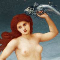 Leinwandbild Collage Meerjungfrau Nixe mit Fischen im Wasser - Mix aus Gemälde und Fotografie Vintage Großformat Bild 5