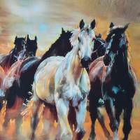 ♕Jersey Panel Pferd in der Herde Stenzo Digitaldruck 200 x 150 cm ♕ Bild 2