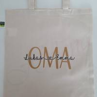 Einkaufstasche aus Bio-Baumwolle mit Oma - Mama - Mami - Uroma mit Namen - Stoffbeutel - Jutebeutel - Muttertag Bild 2