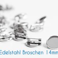 Edelstahl Broschen für 14mm-Cabochons silber Bild 1