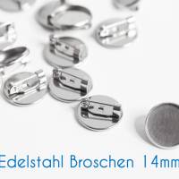 Edelstahl Broschen für 14mm-Cabochons silber Bild 2