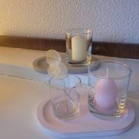 Kleines Shabby - Tablett in rose mit Kerzenglas Bild 2