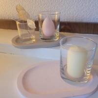 Kleines Shabby - Tablett in rose mit Kerzenglas Bild 4