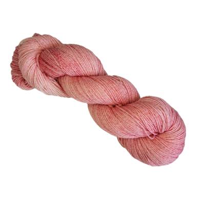 Handgefärbte Sommer-Sockenwolle, 4fach, mit Baumwolle, Farbe: Baby Pink Semisolid