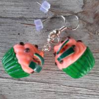 Ohrhänger Cupcake Melone aus Fimo Ohrringe handmodelliert aus Polymer Clay Bild 4