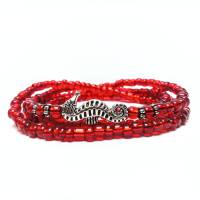 Rotes Wickelarmband aus feinen Glas Perlen Seepferdchen UNIKAT Armband Maßanfertigung Perlen Perlenschmuck Bild 1