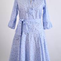 Damen Sommer Kleid gepunktet Hellblau Bild 1