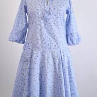 Damen Sommer Kleid gepunktet Hellblau Bild 2