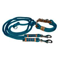 Leine Halsband Set für mittelgroße Hunde, verstellbar, petrol, ab 20 cm Halsumfang Bild 1