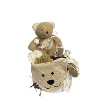 Windeltorte  personalisiert mit Name Teddybär Bär retro boho Natur beige braun Geburt Taufe Babyshower Party Bild 1