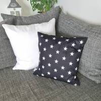 schwarze Kissenhülle mit weißen Sternen, Kissenbezug 40 x 40 cm, Dekokissen für das Sofa Bild 4