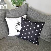 schwarze Kissenhülle mit weißen Sternen, Kissenbezug 40 x 40 cm, Dekokissen für das Sofa Bild 5
