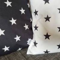 schwarze Kissenhülle mit weißen Sternen, Kissenbezug 40 x 40 cm, Dekokissen für das Sofa Bild 6