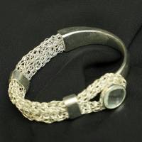 edles Silber-Damen-Armband mit leuchtendem Strass-Cabochon Bild 1