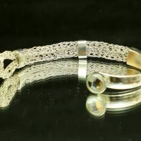 edles Silber-Damen-Armband mit leuchtendem Strass-Cabochon Bild 2