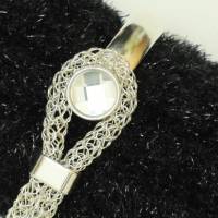 edles Silber-Damen-Armband mit leuchtendem Strass-Cabochon Bild 3