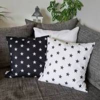 weiße Kissenhülle mit schwarzen Sternen, Kissenbezug 40 x 40 cm, Dekokissen für das Sofa Bild 5