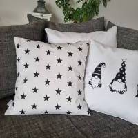 weiße Kissenhülle mit schwarzen Sternen, Kissenbezug 40 x 40 cm, Dekokissen für das Sofa Bild 7