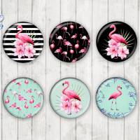 999 - Motivcabochon Set, Glascabochons Handmade Flamingos Bild 1