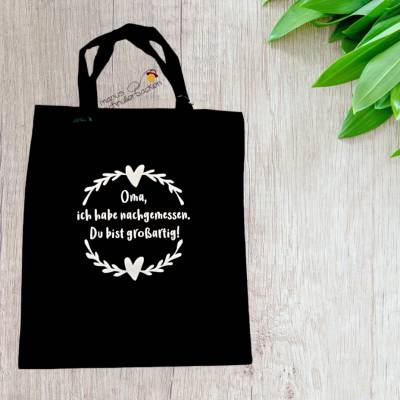 Einkaufstasche, Stoffbeutel in Schwarz für die Oma