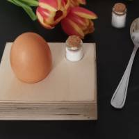 Eierbecher Eierbrettchen mit Salzfass aus 30mm Birkenholz Bild 10