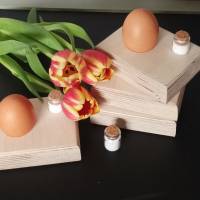 Eierbecher Eierbrettchen mit Salzfass aus 30mm Birkenholz Bild 2