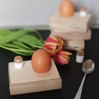 Eierbecher Eierbrettchen mit Salzfass aus 30mm Birkenholz Bild 8