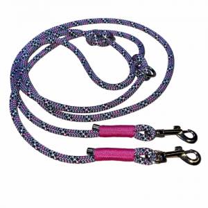 Dünn für kleine Hunde - Hundeleine verstellbar, Tauleine, grau, schwarz, pink, weiß, silber, ca. 200 cm verstellbar, ede Bild 1