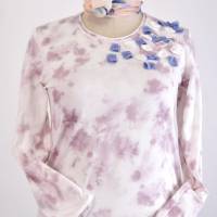 Damen Langarm T-Shirt | Pastell-Batik in Weiß/Lila | Typ-B | Bild 1