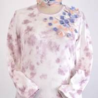 Damen Langarm T-Shirt | Pastell-Batik in Weiß/Lila | Typ-B | Bild 3
