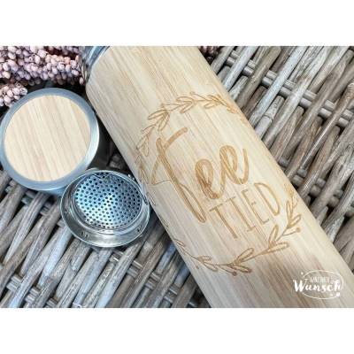 Bambusbescher mit Teesieb | Teebecher To G0 | Thermobecher mit Sieb | Thermobecher mit Personalisierung | Wunschtext |