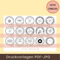 PDF Teelichtbotschaften sw Potpourri Druckvorlage pdf verschiedene Anlässe Geburtstag Danke Ostern Freundschaft Liebe Bild 3