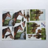3 D Bastelbogen Pferde zum Kartenbasteln, DIN A 4 Bogen, 10,5 cm und 11,5 cm Motivgröße Bild 1
