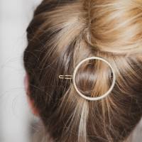goldene runde Haarspange, gold Haarspange, Kreis, Geschenk Freundin, Haarschmuck, Geschenk Trauzeugin Bild 3