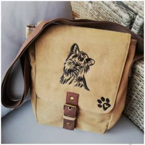 Tasche mit Hund Yorkshire Terrier und Pfote bestickt Bild 1