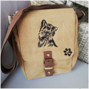 Tasche mit Hund Yorkshire Terrier und Pfote bestickt Bild 2