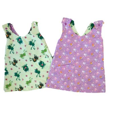 Wende-Schürzenkleid Kleid Kinderkleid Sommerkleid Tunika Baumwolle  Frösche
