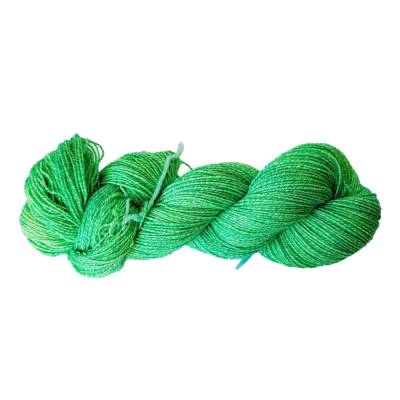 Handgefärbte Sommer-Sockenwolle, 4fach, mit Baumwolle, Farbe: Bright Green Semisolid