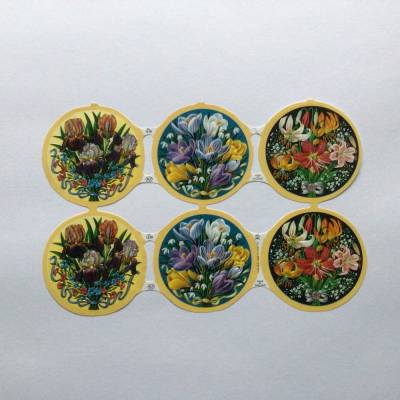 Poesiebilder rund 7,5 cm, Blumen, Kartenaufleger, Aufleger zur Kartengestaltung