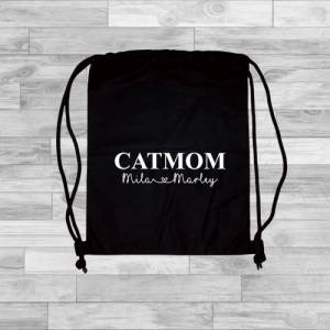 Sportbeutel "CatMom", personalisiert Name, Rucksack, Tasche, Katzenliebe Bild 1