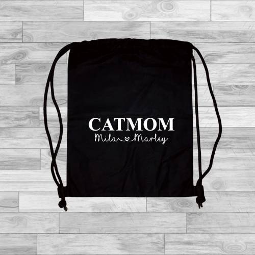 Sportbeutel "CatMom", personalisiert Name, Rucksack, Tasche, Katzenliebe